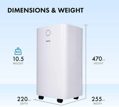 Devola 12L Dehumidifier with Digital Display Low Energy Portable Electric Compressor Dehumidifier for Home Laundry Drying Mode - 9