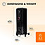 Devola 1500W 5 Fin Oil Filled Radiator, Low Energy, Adjustable Heating Dial, 24Hr Timer and Turbo Heating PTC Fan Black