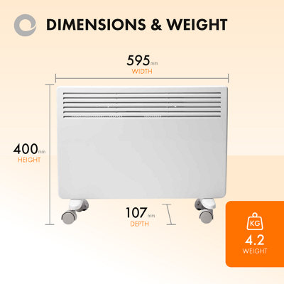 Devola 1500W Eco Electric Panel Heater with Adjustable Thermostat Energy Efficient Technology Wall Mounted & Free Standing White