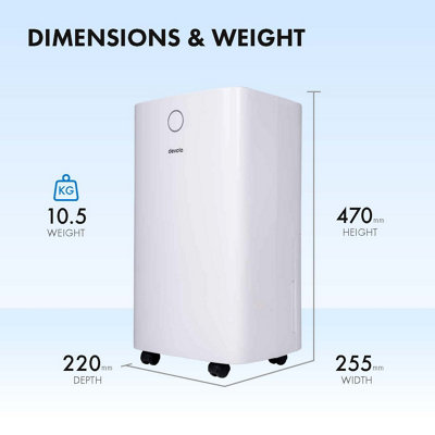 Devola 20L Dehumidifier WiFi Enabled Digital Display Low Energy Portable Electric Compressor for Home Laundry Drying Mode