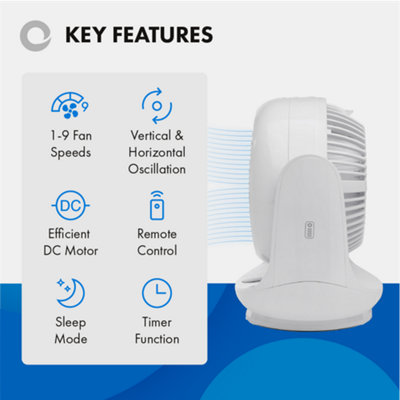 Devola 9 Inch Desk Fan Table Fan with Sleep Mode Timer and a Remote ...
