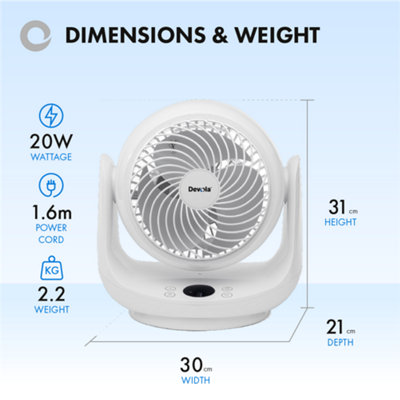 Devola 9 Inch Desk Fan Table Fan with Sleep Mode Timer and a Remote ...