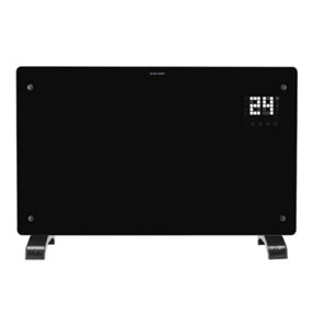 Devola Designer 2kW Smart Glass Panel Heater with Timer Black - DVPW2000B