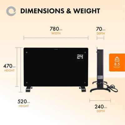 Devola Designer 2kW Smart Glass Panel Heater with Timer Black - DVPW2000B - 3