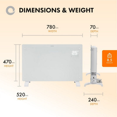 Devola Designer 2kW Smart Glass Panel Heater with Timer White -  DVPW2000WH - 3
