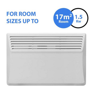Devola Electric Panel Heater 1500W Eco Low Energy Floor or Wall Mounted Radiator, Adjustable Thermostat with Programmable Timer