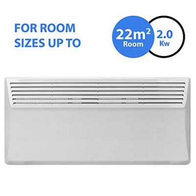 Devola Electric Panel Heater 2000W Eco Low Energy Floor or Wall Mounted Radiator, Adjustable Thermostat with Programmable Timer