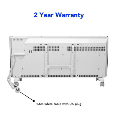 Devola Electric Panel Heater Low Energy Eco Floor / Wall Radiator 1500W White - 8