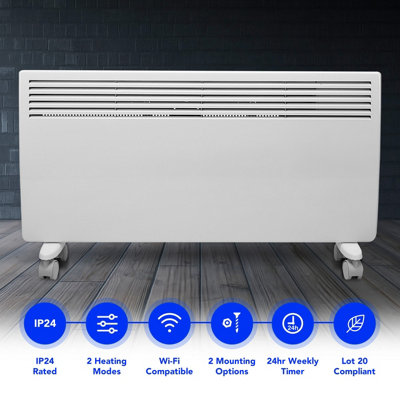 Devola Electric Panel Heater Low Energy Eco Floor / Wall Radiator 2000W White