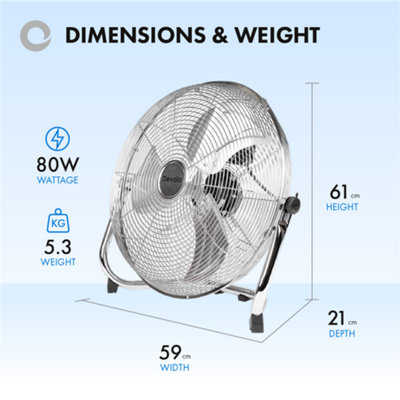 Devola High Power 80W 3 Speed 20-inch DC Floor Fan - Chrome - DV20FFC - 4
