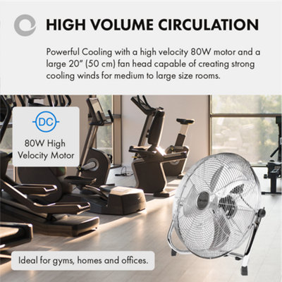 Devola High Power 80W 3 Speed 20-inch DC Floor Fan - Chrome - DV20FFC - 6