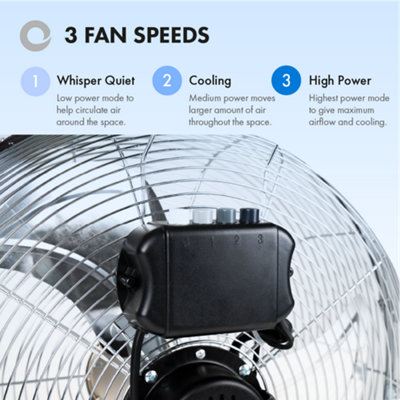 Devola High Power 80W 3 Speed 20-inch DC Floor Fan - Chrome - DV20FFC - 7