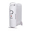 Devola Mini Oil Filled Radiator 7 Fin 600W, Free Standing Low Energy Electric Heater, Adjustable Heating Dial White