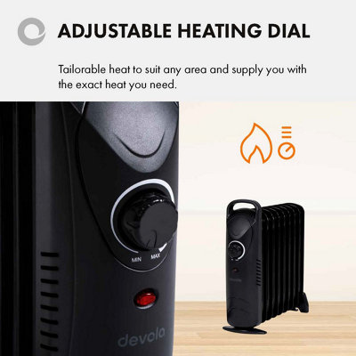 Devola Mini Oil Filled Radiator 9 Fin 800W, Free Standing Low Energy ...
