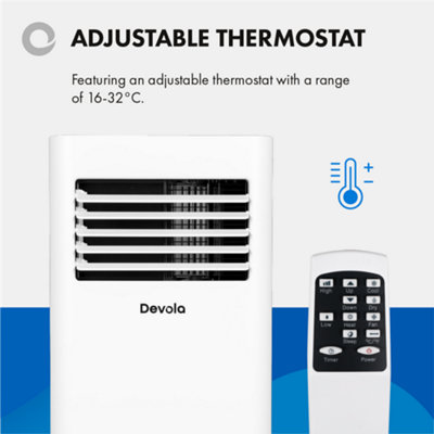 Devola Portable Air Conditioner 10000 BTU Energy Efficient 5-in-1 Wi-Fi, Heating, Dehumidifier, Remote Control, Timer & Sleep Mode