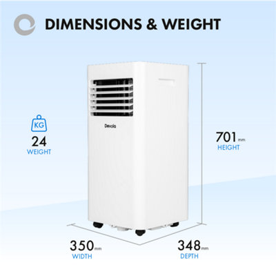Devola Portable Air Conditioner 9000 BTU Energy Efficient, 4-in-1 with Wi-Fi, Cooling, Dehumidifier, Timer & Remote Control