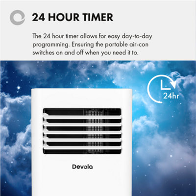 Devola Portable Air Conditioner 9000 BTU Energy Efficient, 4-in-1 with Wi-Fi, Cooling, Dehumidifier, Timer & Remote Control