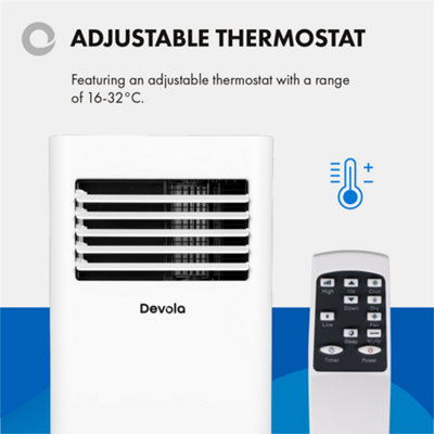 Devola Portable Air Conditioner 9000 BTU Energy Efficient, 4-in-1 with Wi-Fi, Cooling, Dehumidifier, Timer & Remote Control