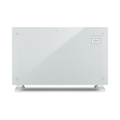 Devola Smart Electric Glass Panel Heater 2000W with WiFi & Alexa, Timer, Wall/Floor Mounted, Energy Efficient, Lot 20 - White