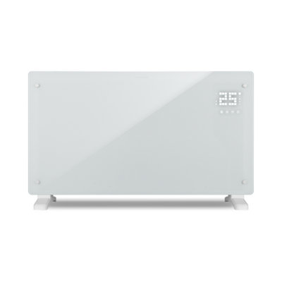 Devola Smart Electric Glass Panel Heater 2500W with WiFi & Alexa, Timer, Wall/Floor Mounted, Energy Efficient, Lot 20 - White