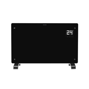 Devola Wifi Smart Electric Glass Panel Heater 2500W, Alexa Heating Control, Open Window Detection, Wall & Free Standing Black