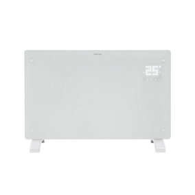 Devola Wifi Smart Electric Glass Panel Heater 2500W, Alexa Heating Control, Open Window Detection, Wall & Free Standing White