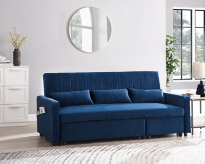 Blue velvet on sale sleeper couch