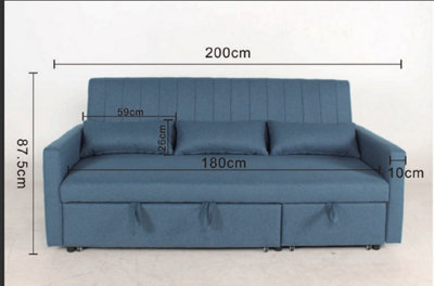 Blue velvet deals pull out couch