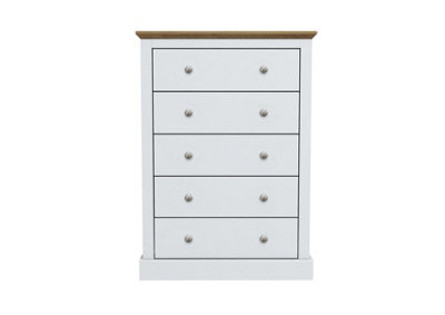 Devon 5 Drawer Chest White W 79 x L 39.5 x H 111.9 cm