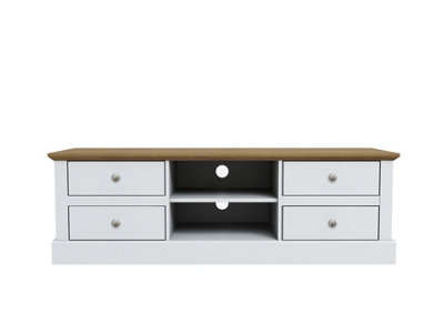 Devon White TV Unit - Classic Elegance with 4 Spacious Drawers ...