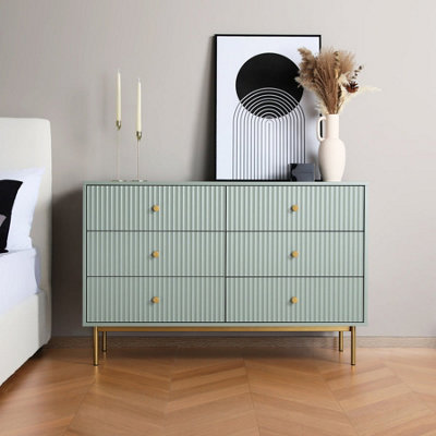 Devon - Wide Chest of Drawers - Sage