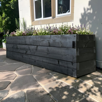Devonshire Wooden Planter Trough - Black Ash 120x30x45 cm (LxDxH)