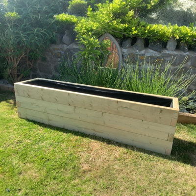 Devonshire Wooden Planter Trough - Natural Wood 90x60x60 cm (LxDxH)