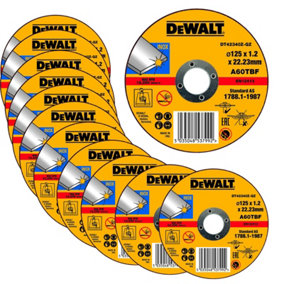 Dewalt 125mm 4.5" 1.2mm Thin INOX Metal Cutting Disc 22mm Bore Flat Disc x 12