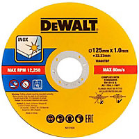 Dewalt 125mm 5.5" 1mm Thin INOX Metal Cutting Disc 22mm Bore Flat Disc - Single