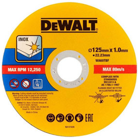 Dewalt 125mm 5.5" 1mm Thin INOX Metal Cutting Disc 22mm Bore Flat Disc - Single