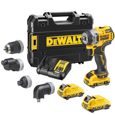 Dewalt 12v XR DCD703L2T Brushless 4X Multi-Head Drill Driver Charger + 3x 3ah