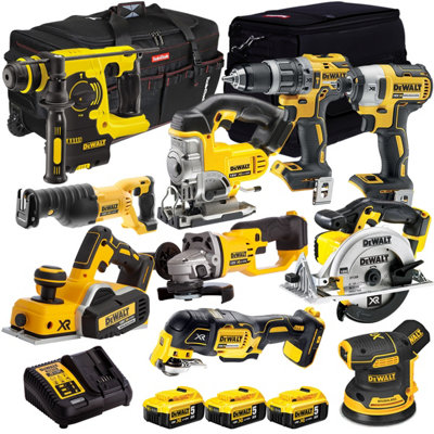 Dewalt 18V 10 Piece Power Tool Kit with 4 x 5.0Ah Battery + 2 x Charger ...