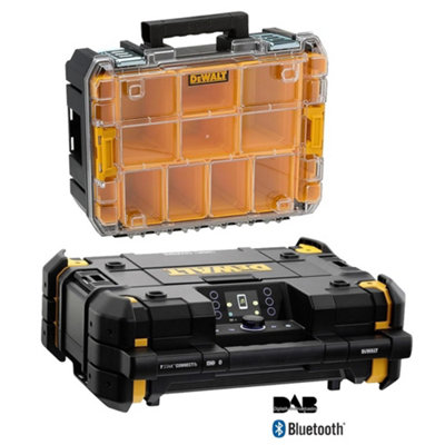 Dewalt 18v Tstak DAB Digital Radio Bluetooth USB + DWST1-71194 Organiser Case