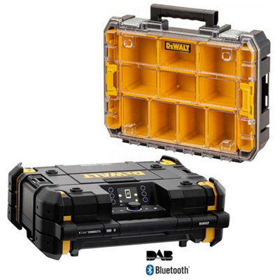 Dewalt 18v Tstak DAB Digital Radio Bluetooth USB + DWST82968-1 Organiser Case