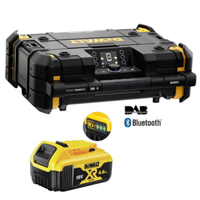 Dewalt 18v Tstak DAB Digital Site Radio Bluetooth Charger USB + 4.0AH Battery