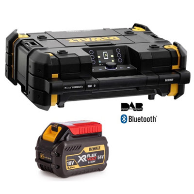 Dewalt 18v Tstak DAB Digital Site Radio Bluetooth Charger USB + Flexvolt 6.0AH