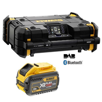 Dewalt 18v Tstak DAB Digital Site Radio Bluetooth Charger USB + Flexvolt 9.0AH