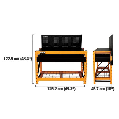 Dewalt 2-Shelf Industrial Storage Rack Workstation, 1250lb Per Shelf ...