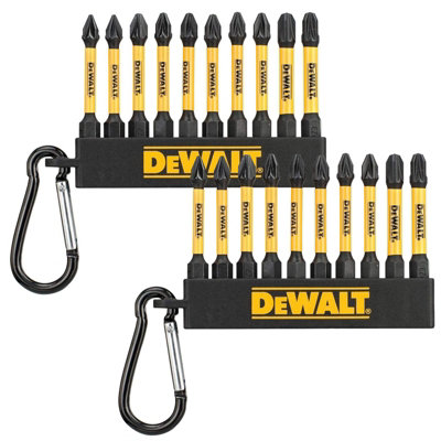 Dewalt 20 Piece FLEXTORQ Screwdriver High Impact Rated Bit Set 57mm PZ2 Key Ring