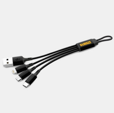 Dewalt 3 in 1 Multi Head USB Charger Cable iPhone Android Charging Lead X 2