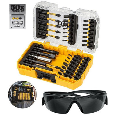 Dewalt 38 PC FLEXTORQ Screwdriver Impact Rated Bit Set Tough Case Safety Glasses