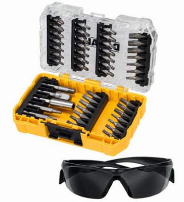 Dewalt 47 Piece Screw Driver Impact Rated Bit Set Hex Shank + Safety Glasses - 7