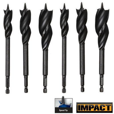 Dewalt 6 Piece Tri Flute Impact Ready Auger Bit Speed Tip Set Stubby 16 ...