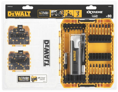 Dewalt 80PC Set - Impact Driver Right Angle Drill Attachment 1/4" Hex Bit Set
